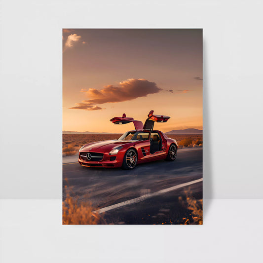 mercedes-benz-sls-amg-sunset-poster