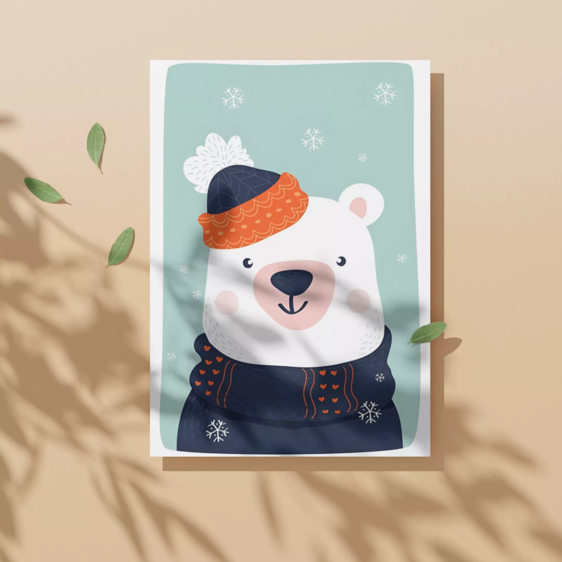 Cozy-Winter-Buddy:-The-Snug-Polar-Bear-A4-Poster