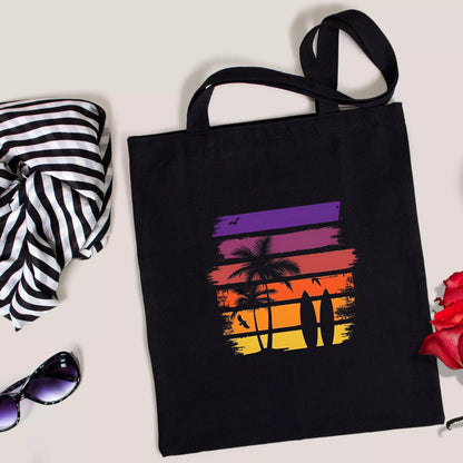 Sunset-Palms-Silhouette-Tote-Bag