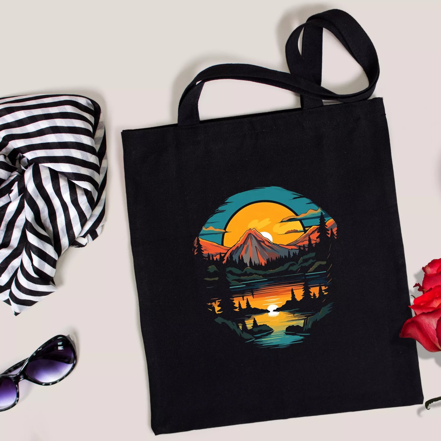 Mountain-Reflection-Sunset-Tote-Bag