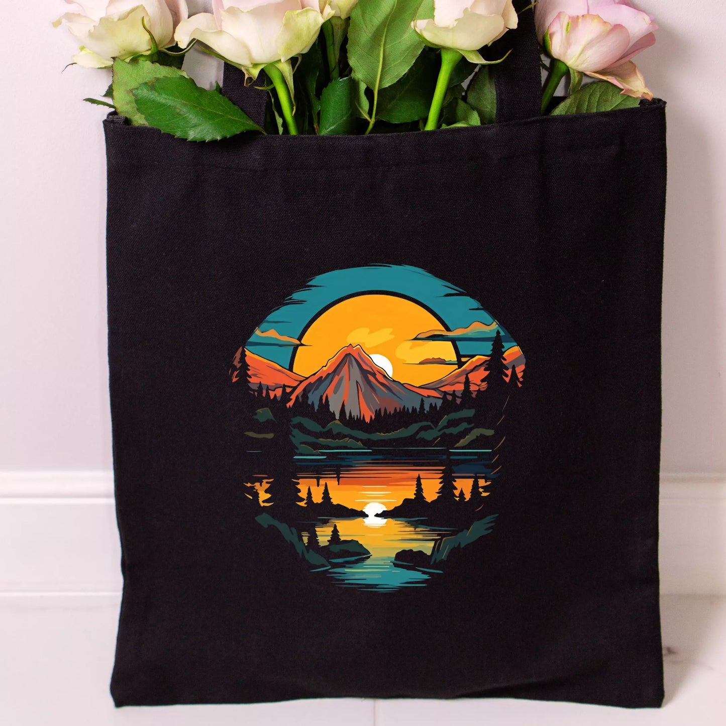 Mountain-Reflection-Sunset-Tote-Bag