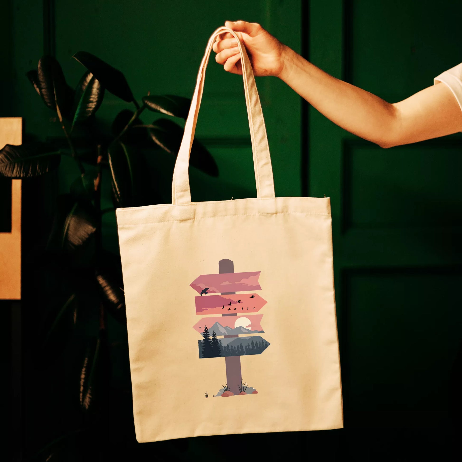 Whimsical-Wilderness-Directional-Sign-Tote-Bag