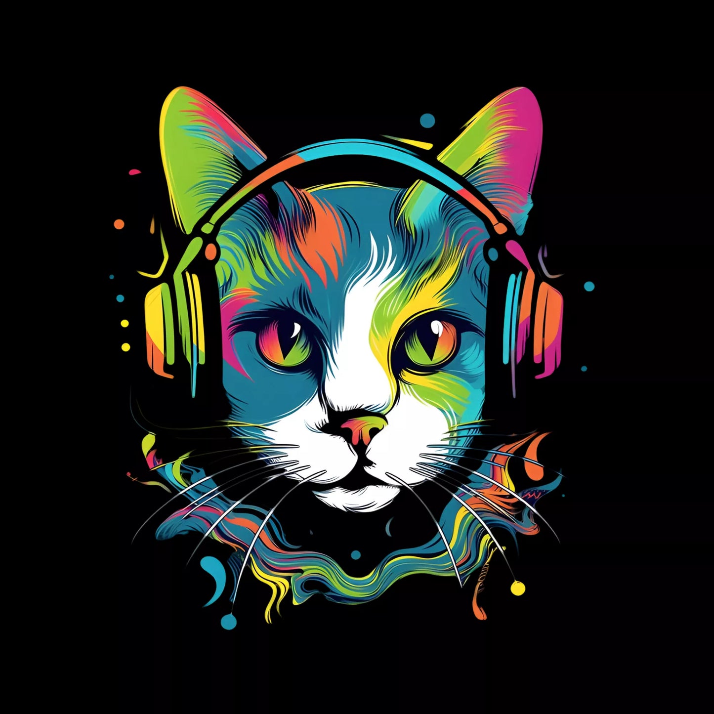 Vibrant-Feline-Headphones-Tote-Bag